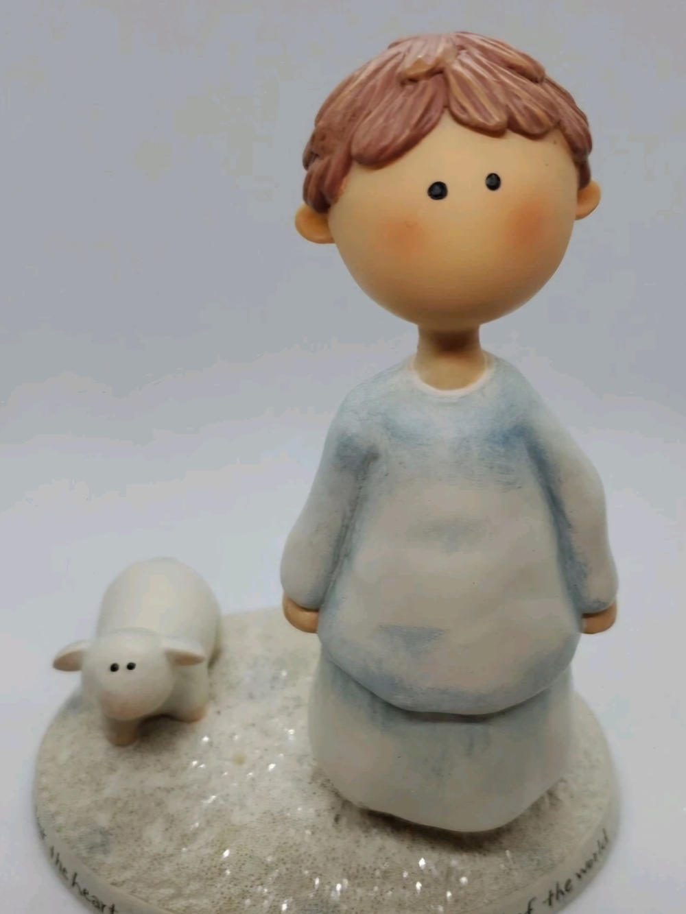 Life Sighs Hand-Painted Blue Boy Figurine Lamb Decorative Holiday,Nostalgic